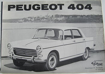 1960 Peugeot 404 broschyr svensk