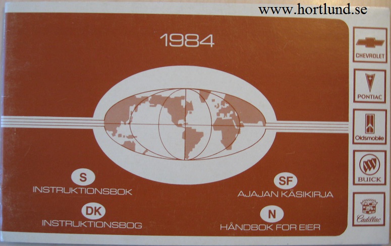 1984 Instruktionsbok Chevrolet Pontiac Oldsmobile Buick Cadillac på svenska