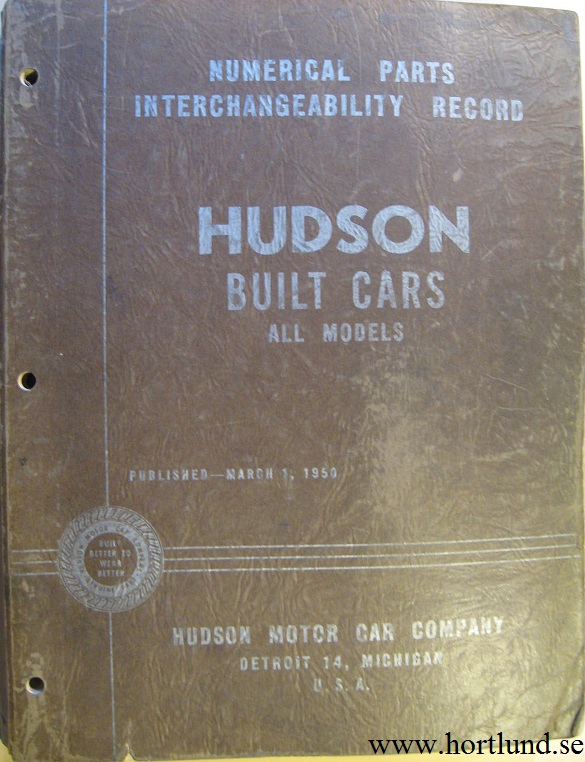 1950 Hudson Interchangeability Record
