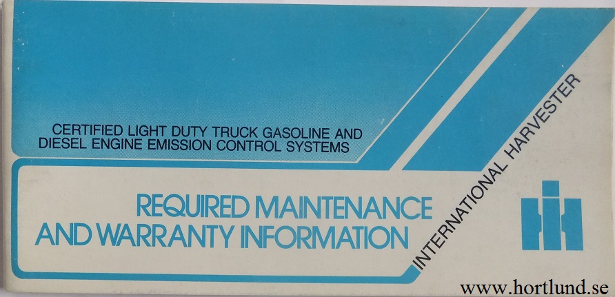 1979 International Maintenance and Warranty Information