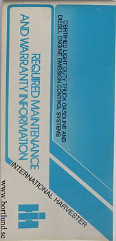 1979 International Maintenance and Warranty Information