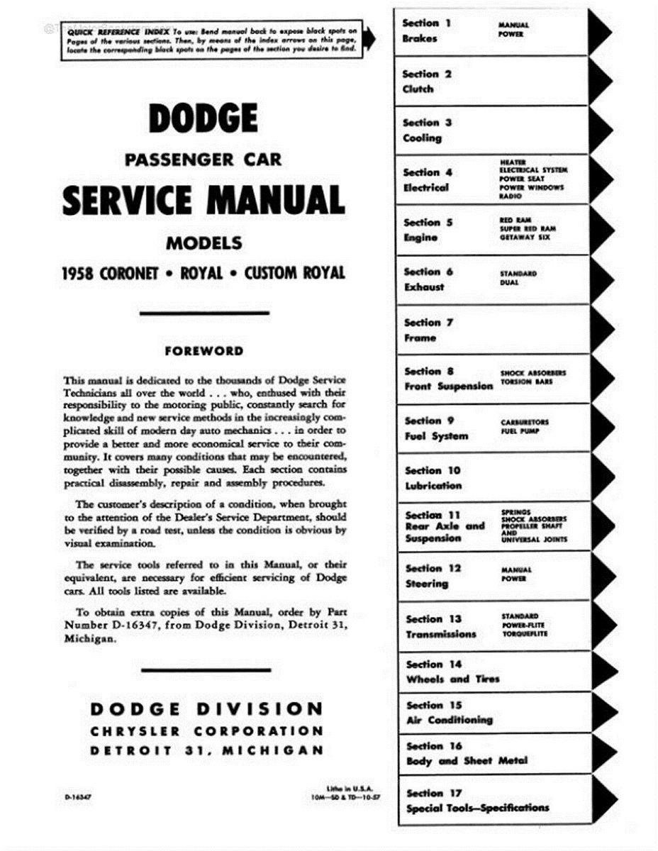 1958-1959 Dodge Service Manual - 2