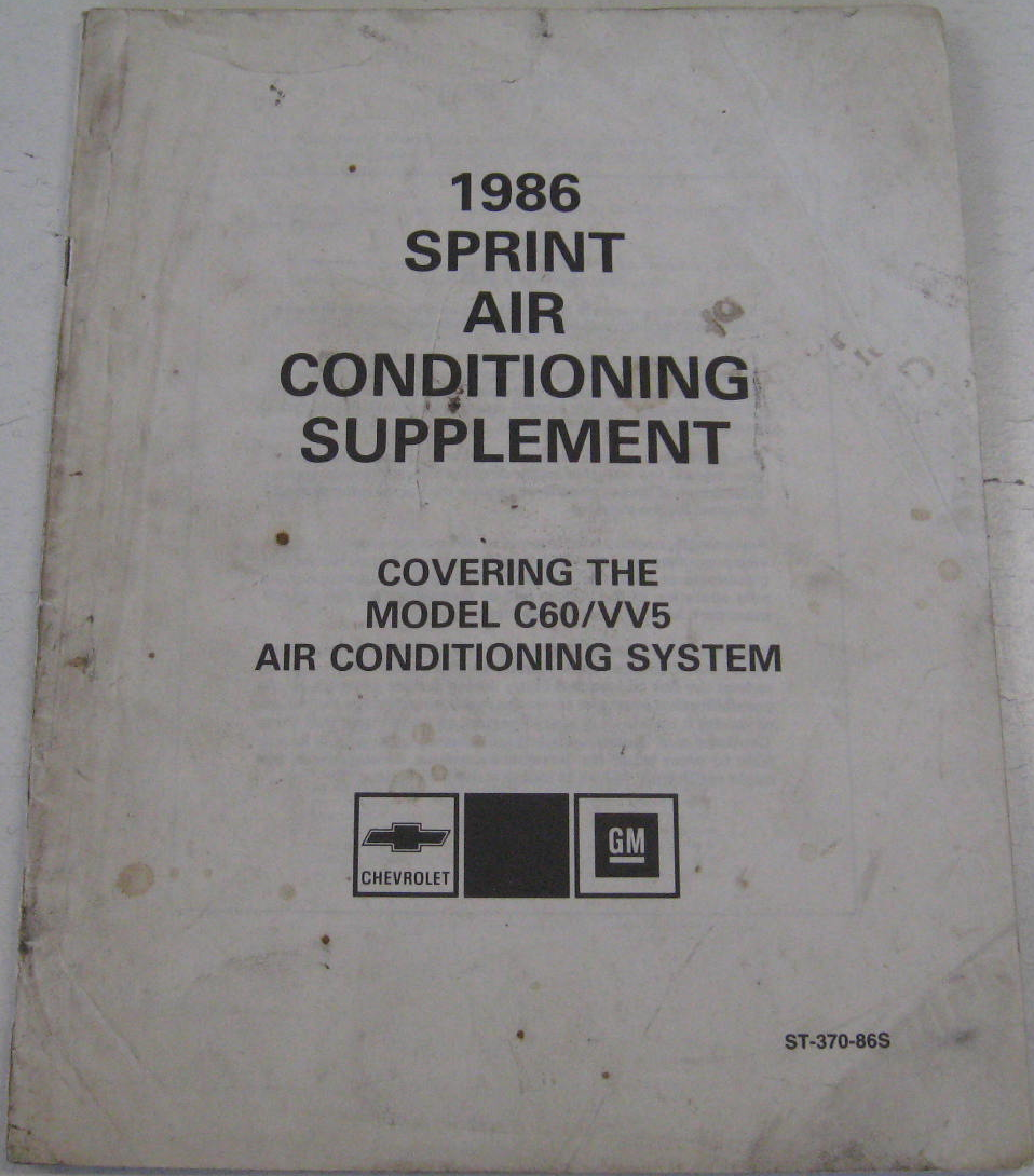 1986 Chevrolet Sprint Air Conditioning Supplement