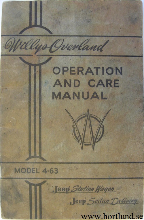 1946 Jeep 4-63 Station Wagon and Sedan Delivery Owner's Manual