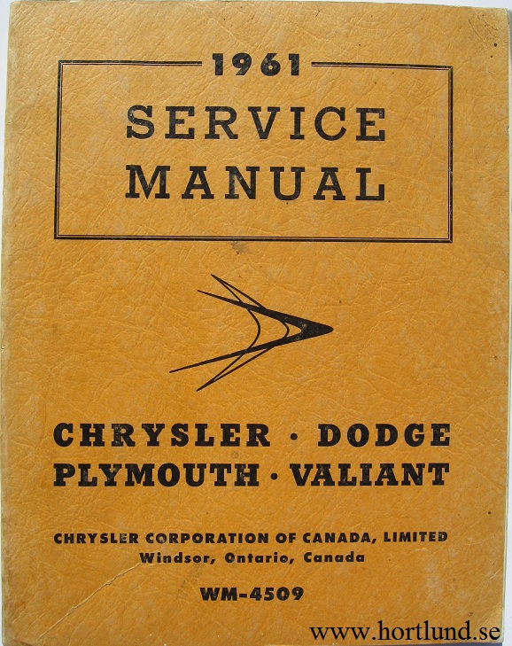 1961 Chrysler, Imperial, Dodge, Plymouth o Valiant Service Manual supplement