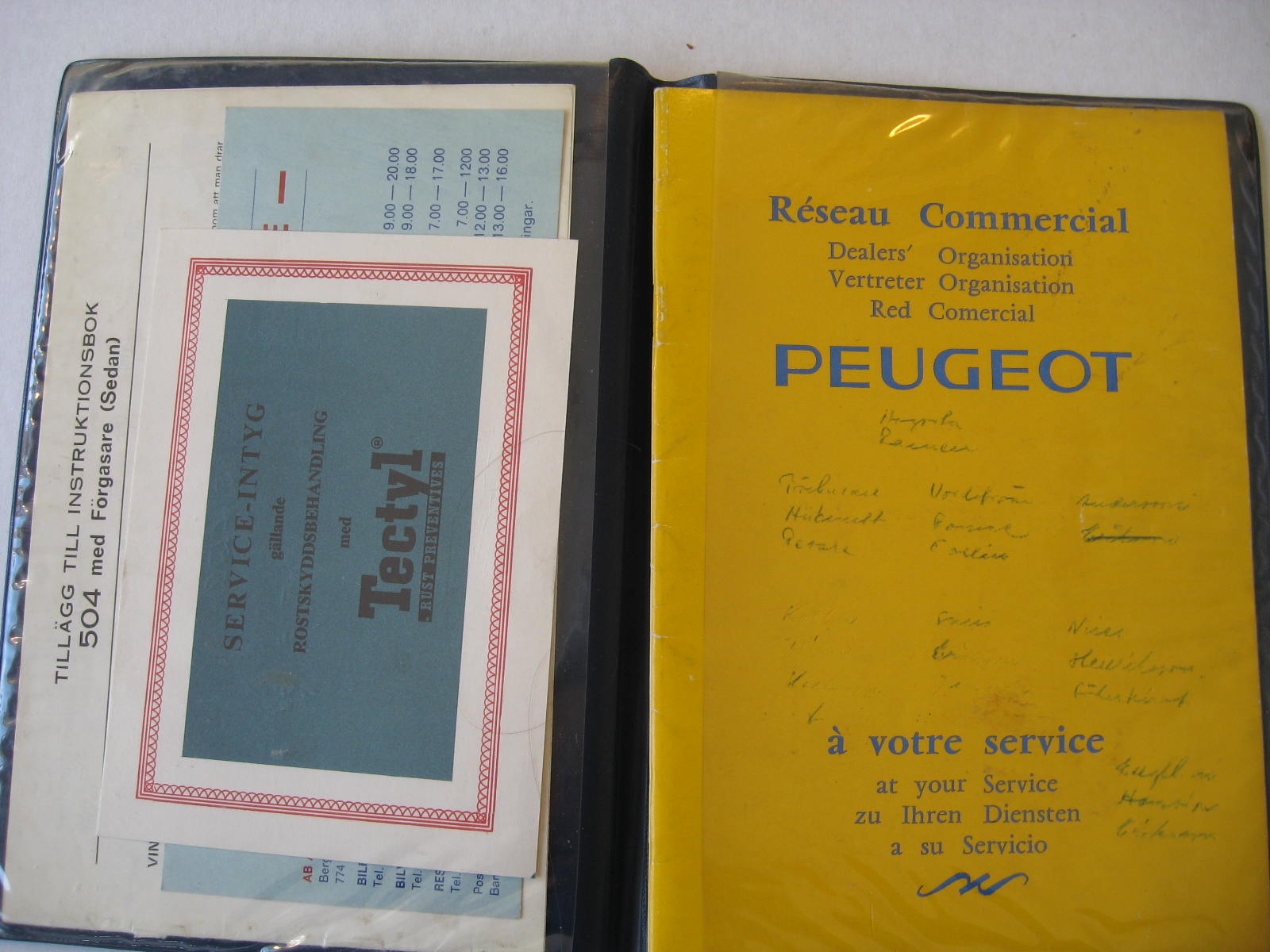 1971 Peugeot 504 tillägg till Instruktionsbok
