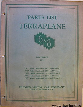 1933 Terraplane 6&8 Parts List