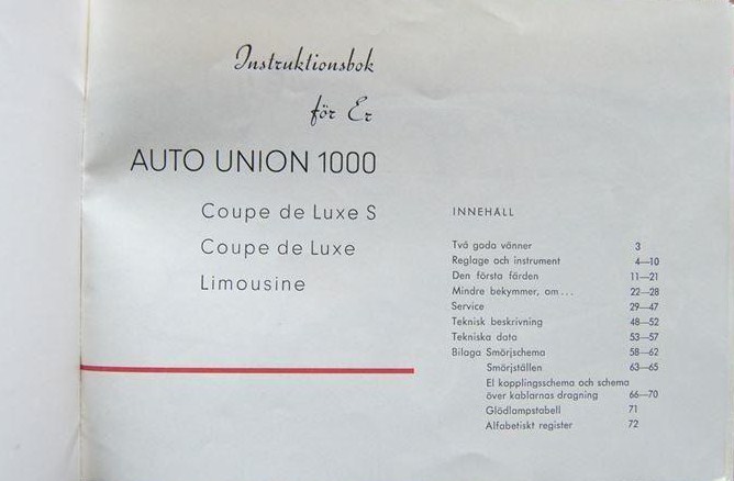 1960 DKW AU 1000 Instruktionsbok svensk - 2