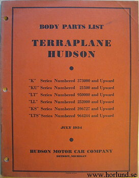 1934 Hudson and Terraplane Body Parts List