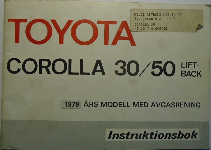 1978-79 Toyota Corolla 30/50 Liftback  Instruktionsbok