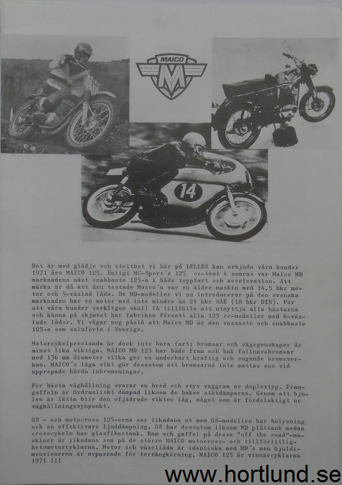 1971 Maico 125, 250 & 400 cc broschyr svensk