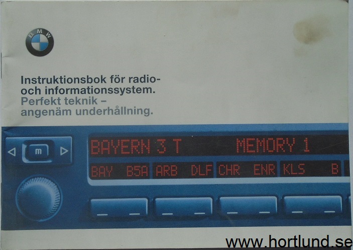 1999 BMW radio- och informationssystem Instruktionsbok