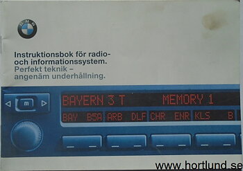 1999 BMW radio- och informationssystem Instruktionsbok