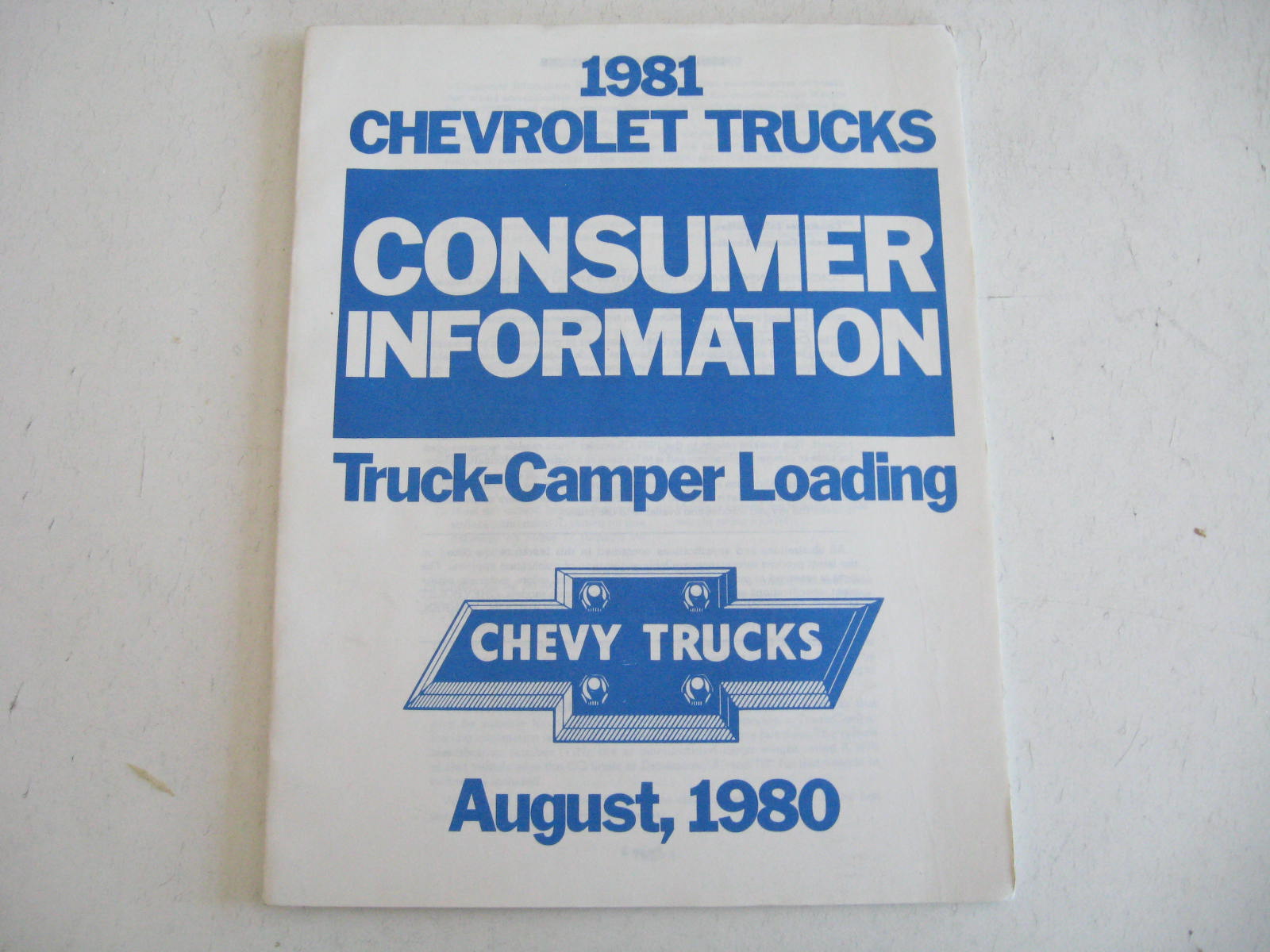 1981 Chevrolet Trucks Consumer Information Truck Camper Loading