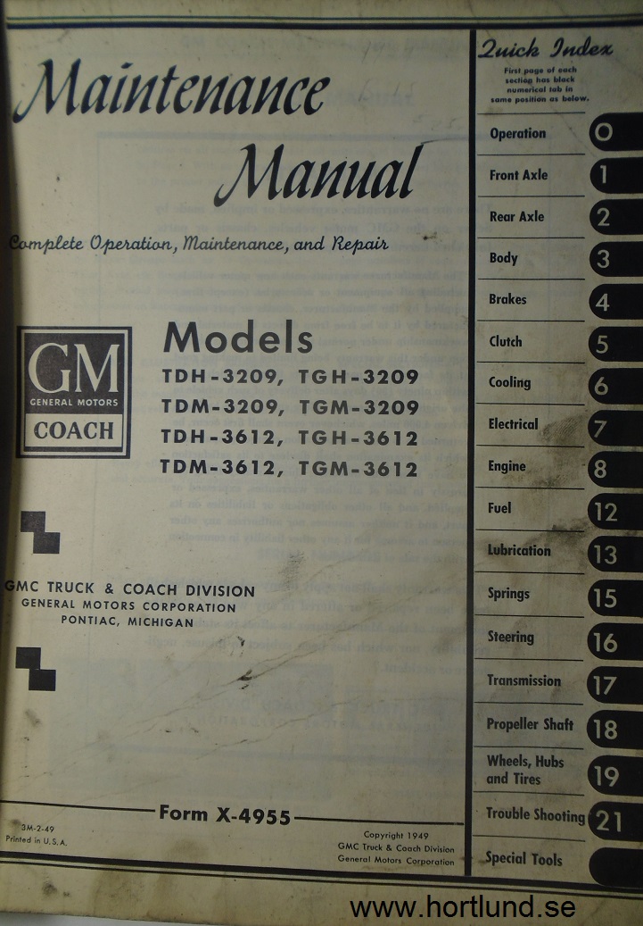1949 GMC 3209-3642 Coach Maintenance Manual - 2