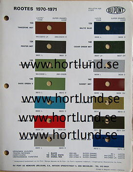 1970-1971 Rootes Du Pont lackkarta