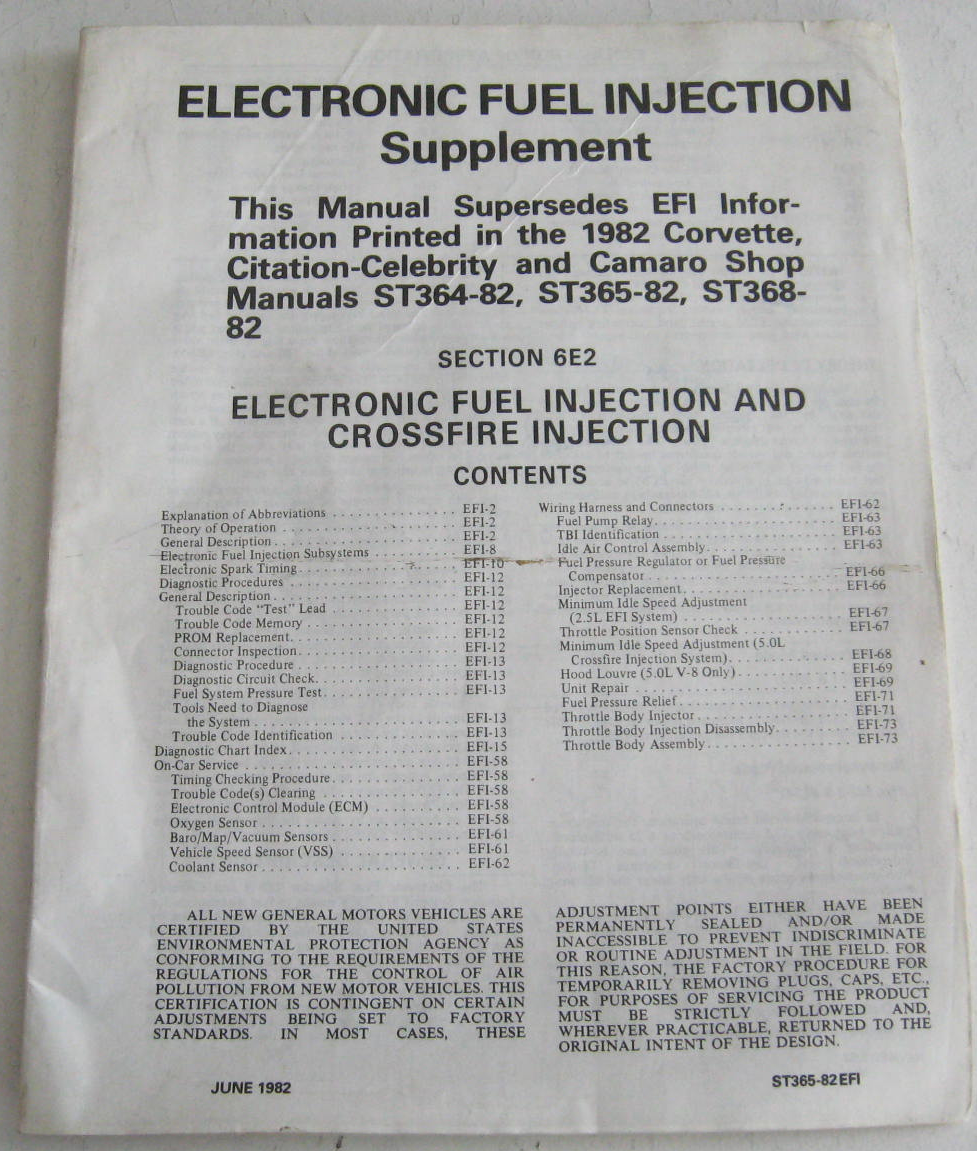 1982 Chevrolet Electronic Fuel Injection Supplement