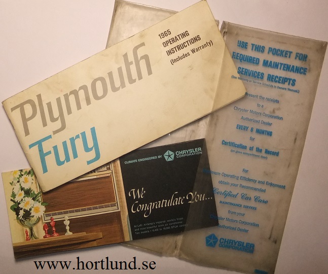 1965 Plymouth Fury Operating Instructions 2nd edition
