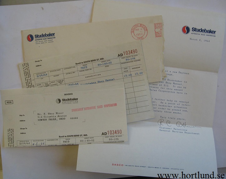 1964 Studebaker Shop Manual beställning