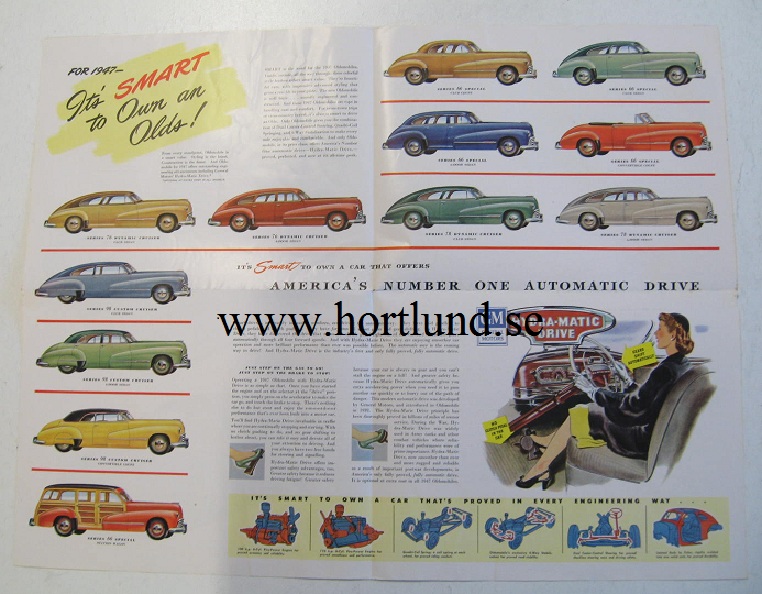 1947 Oldsmobile broschyr folder - 2