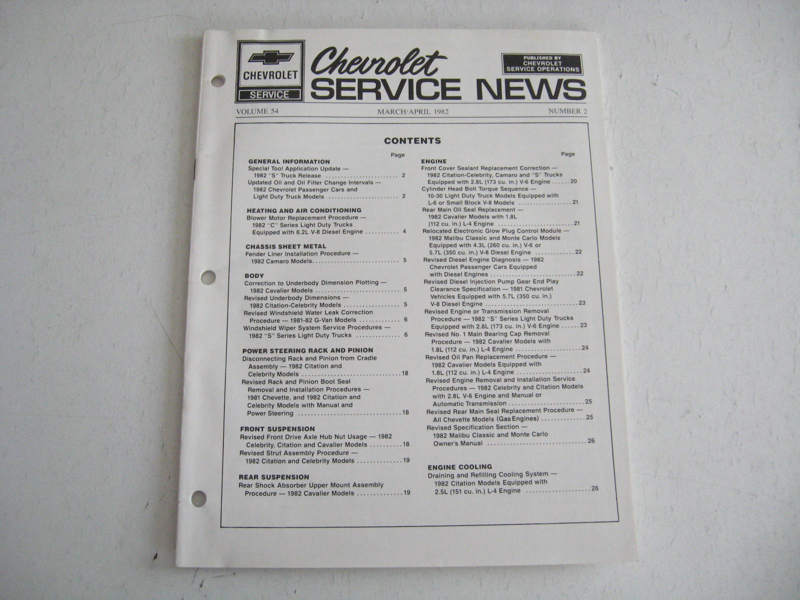 1982 Chevrolet Service News Number2