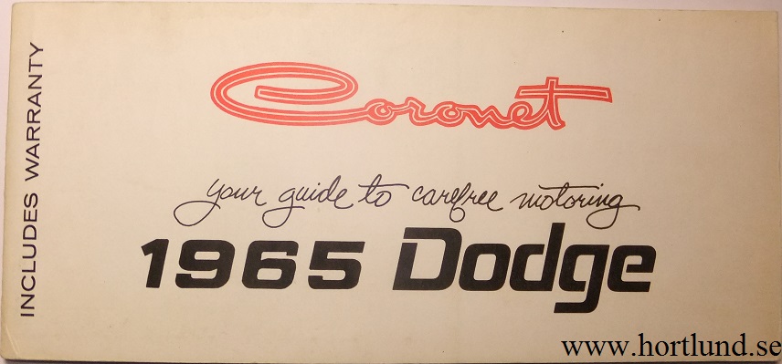 1965 Dodge Coronet Operating Instructions