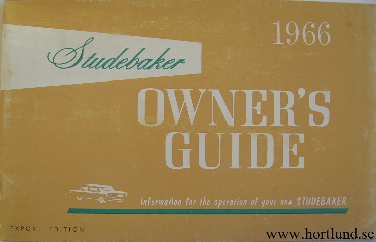 1966 Studebaker Owner's Guide Export utgåva