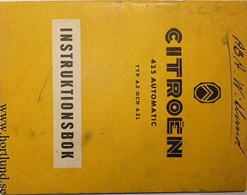1955 Citroën 425 Automatic Instruktionsbok