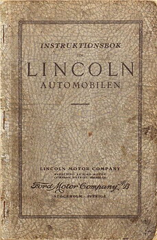 1926 Lincoln Instruktionsbok svensk