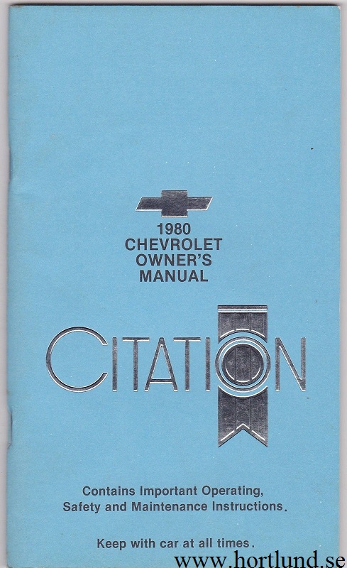1980 Chevrolet Citation Owner's Manual