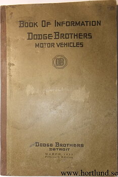 1922 Dodge Book of Information utg 2