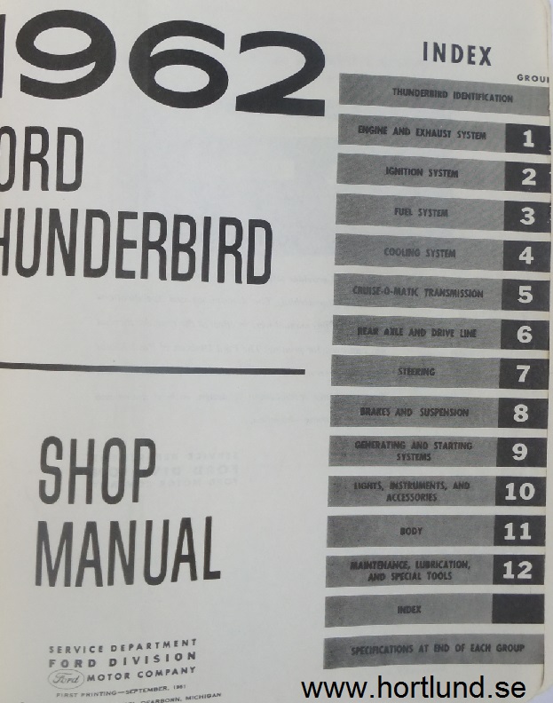 1962 Ford Thunderbird Shop Manual - 2