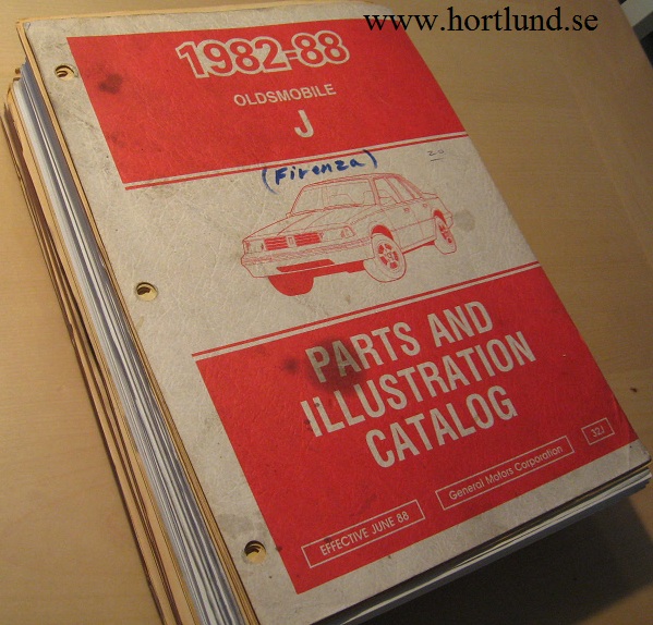 1982 - 1988 Oldsmobile Firenza Parts and Illustration Catalog