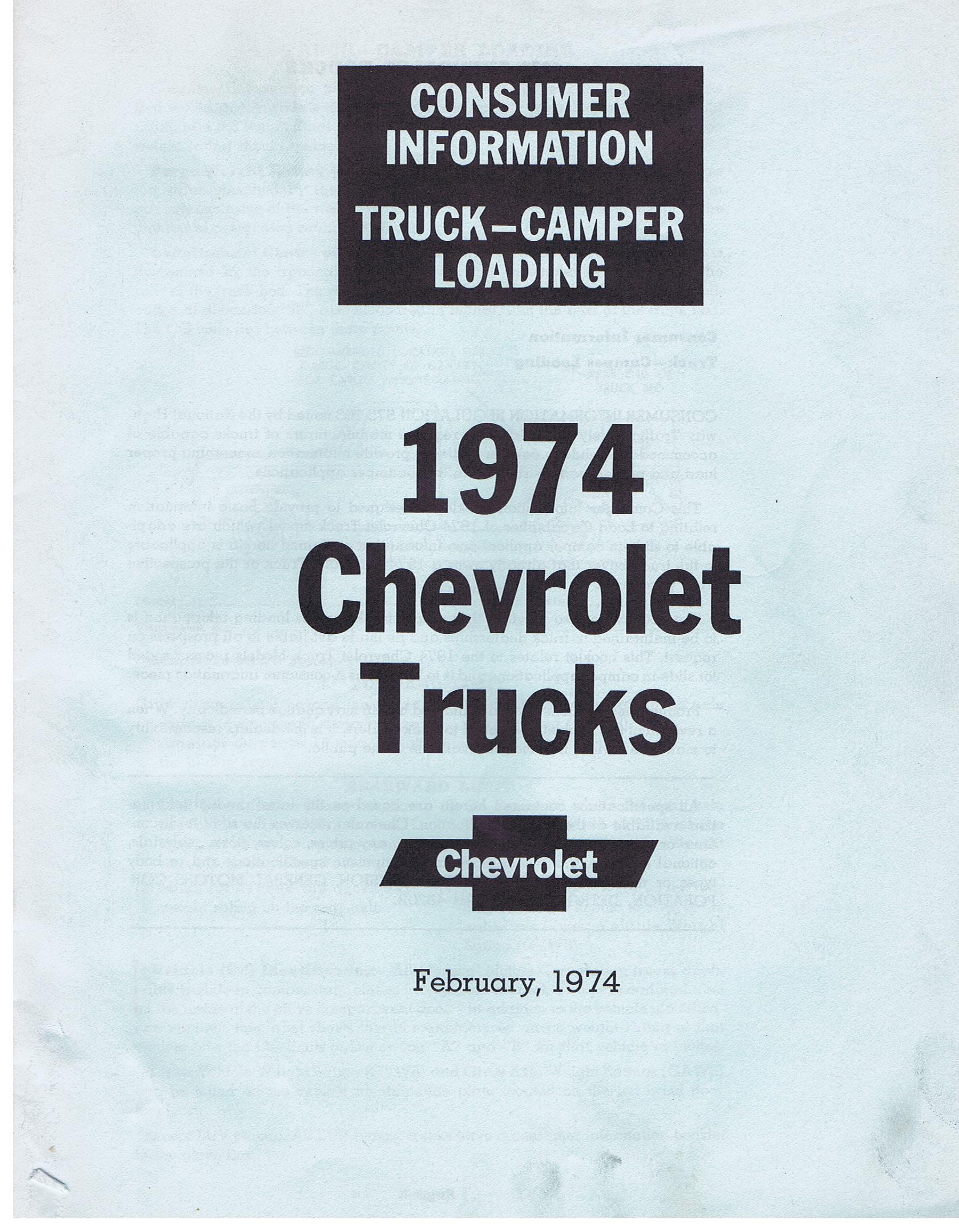 1974 Chevrolet pickup Consumer Information