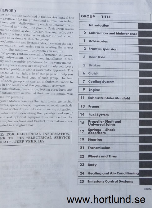 1990 Jeep Service Manual Engine, Chassis, Body - 2