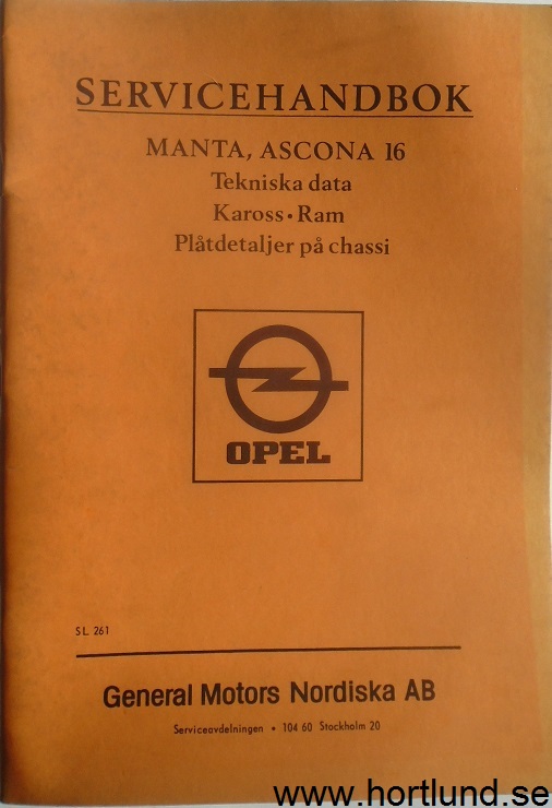 1971 Opel Manta & Ascona 16 Servicehandbok Tekniska data-Kaross-Ram-Plåtdetaljer på chassi