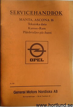 1971 Opel Manta & Ascona 16 Servicehandbok Tekniska data-Kaross-Ram-Plåtdetaljer på chassi