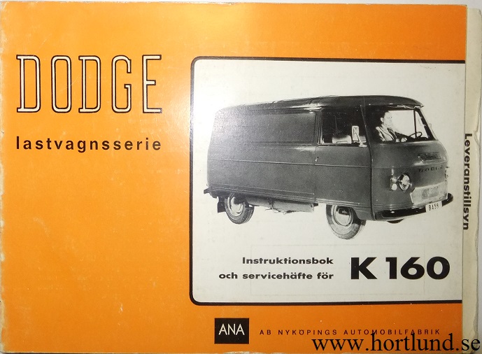 1965 Dodge K 160 Instruktionsbok svensk