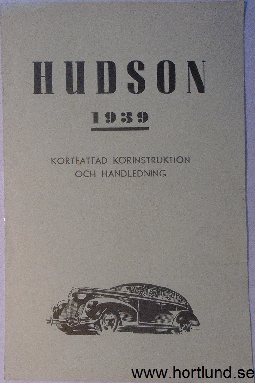 1939 Hudson Instruktionsbok svensk