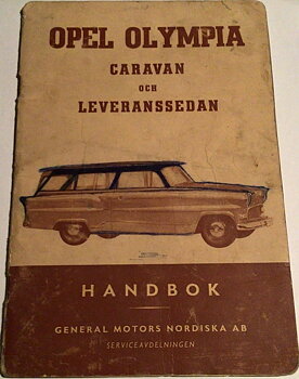 1956 Opel Olympia Caravan och Leveranssedan Handbok