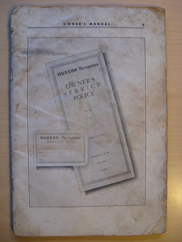 1938 Hudson Terraplane Owner's Manual