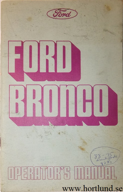 1975 Ford Bronco Owners Manual