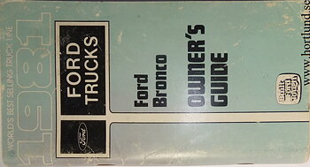 1981 Ford Bronco Owners Manual