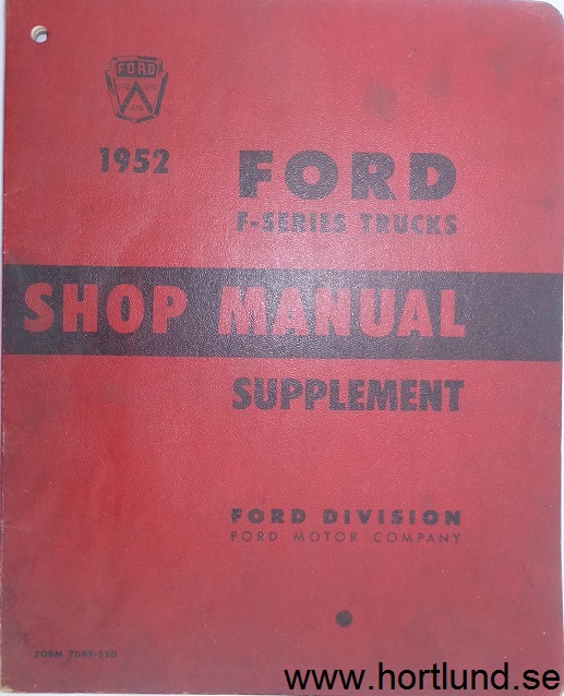 1952 Ford Truck Shop Manual supplement