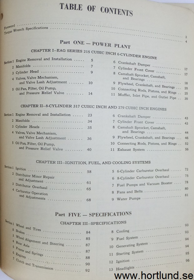 1952 Ford Truck Shop Manual supplement - 2