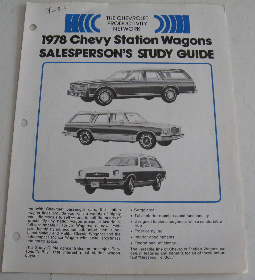 1978 Chevrolet Station Wagons Salespersons Study Guide