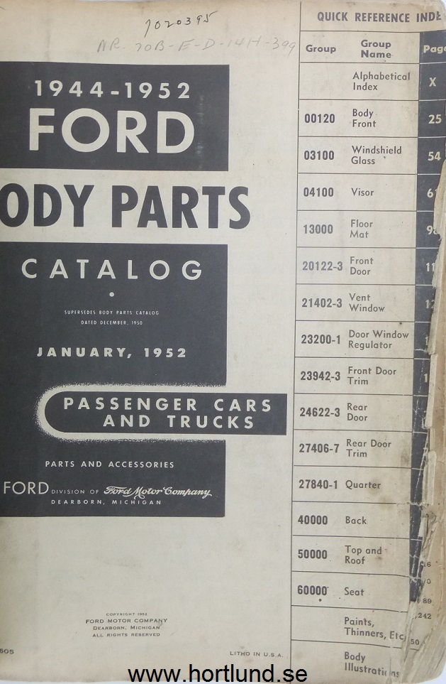 1944-1952 Ford cars and Trucks  Body Parts Catalog - 2