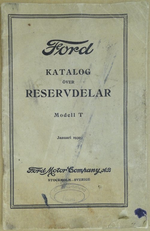 1915 - 1927 Ford Model T Katalog över reservdelar svensk