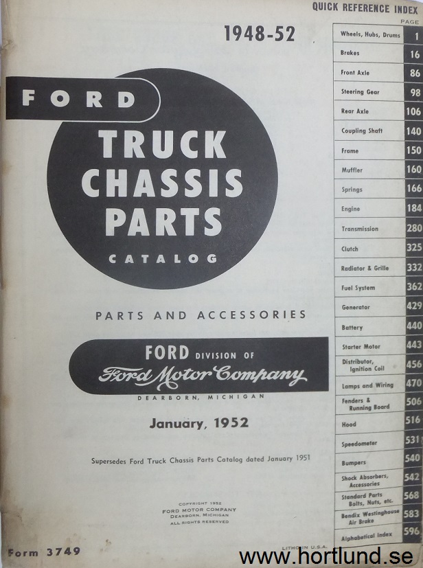 1948-1952 Ford Truck Chassis Parts Catalog - 2