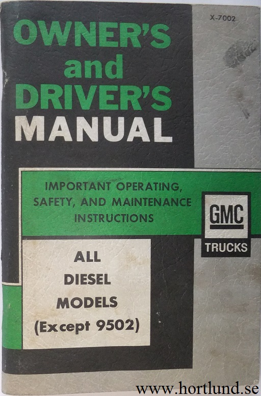 1970 GMC 5500-9500 Diesel Truck Owner's Manual